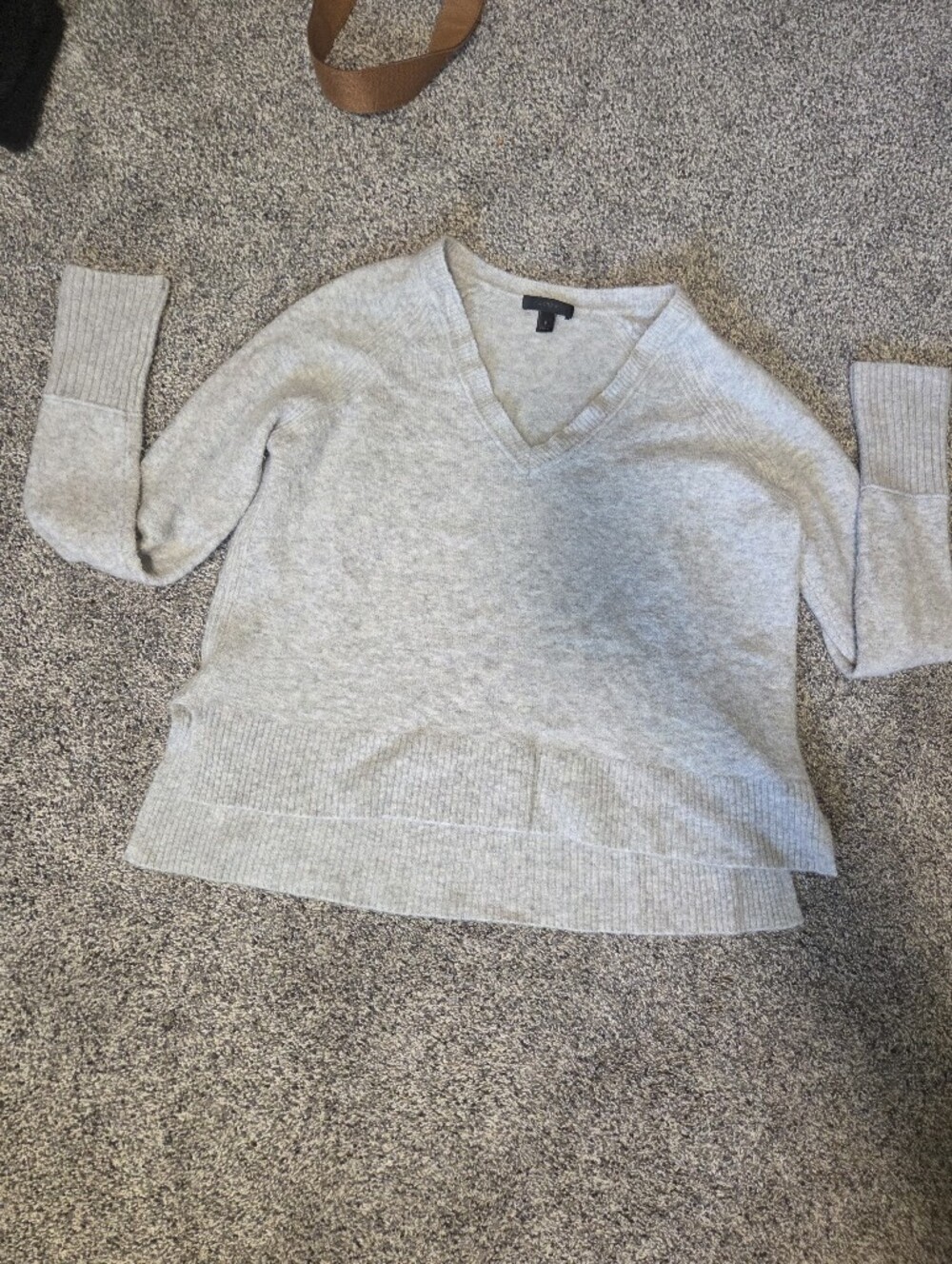 J. Crew Light Gray V-Neck Wool Blend Sweater, Merino + Alpaca